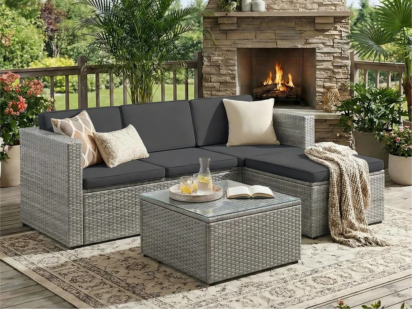 SONGMICS Gartenlounge-Set 5-tlg. Rattan - Bild 2