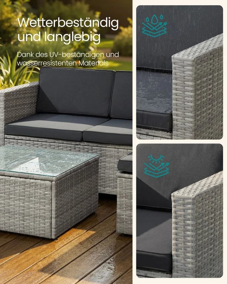 SONGMICS Gartenlounge-Set 5-tlg. Rattan - Bild 3