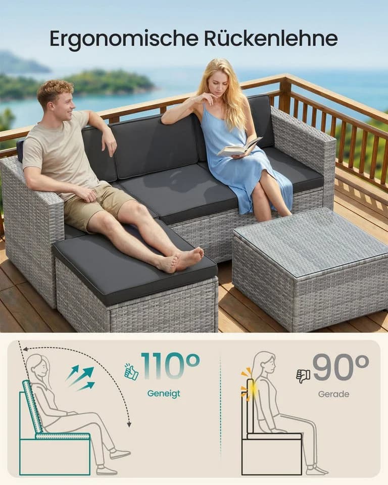 SONGMICS Gartenlounge-Set 5-tlg. Rattan - Bild 4