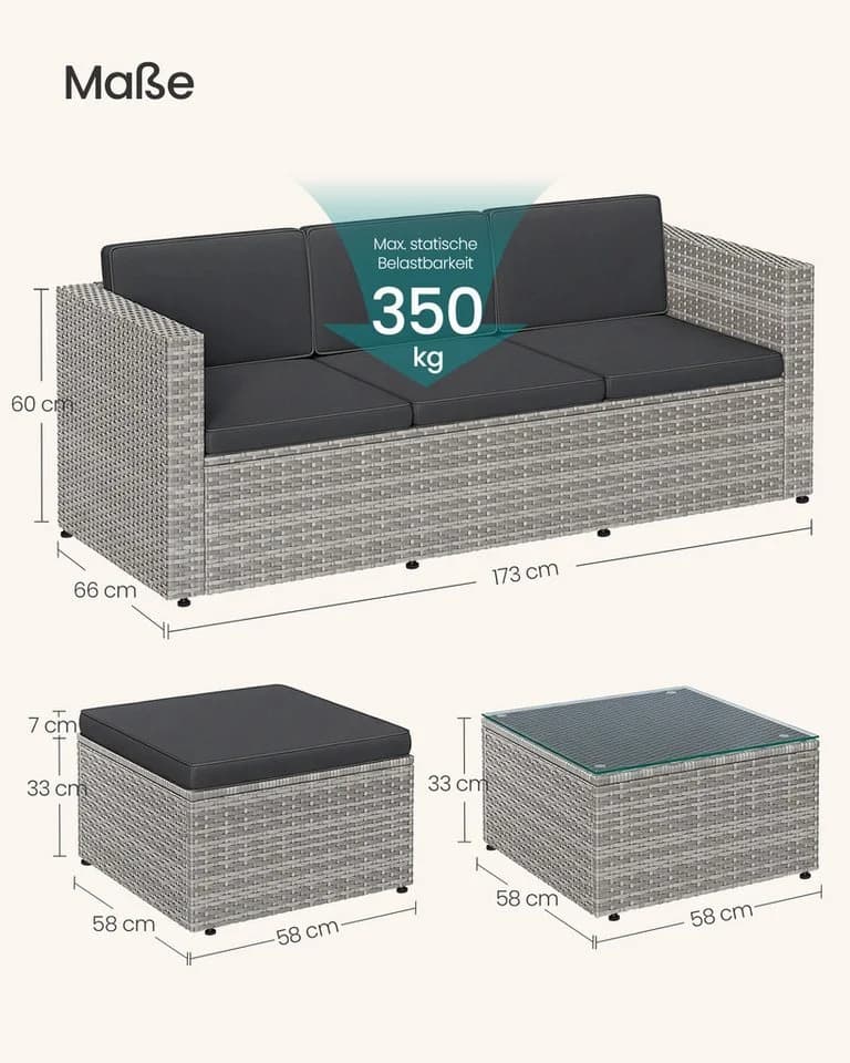 SONGMICS Gartenlounge-Set 5-tlg. Rattan - Bild 5