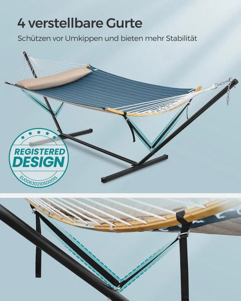 SONGMICS Hängematte mit Gestell und Kissen bis 200 kg belastbar - Bild 4