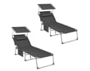 SONGMICS Gartenliege 2 St. Klappbar Anthrazit Bild 2
