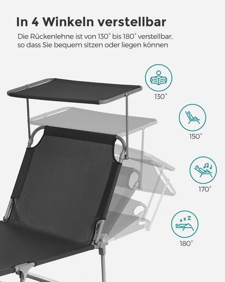 SONGMICS Gartenliege 2 St. Klappbar Anthrazit - Bild 4