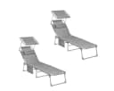 SONGMICS Gartenliege 2er Set Klappbar Grau Schwarz mit Kopfstütze Bild 2