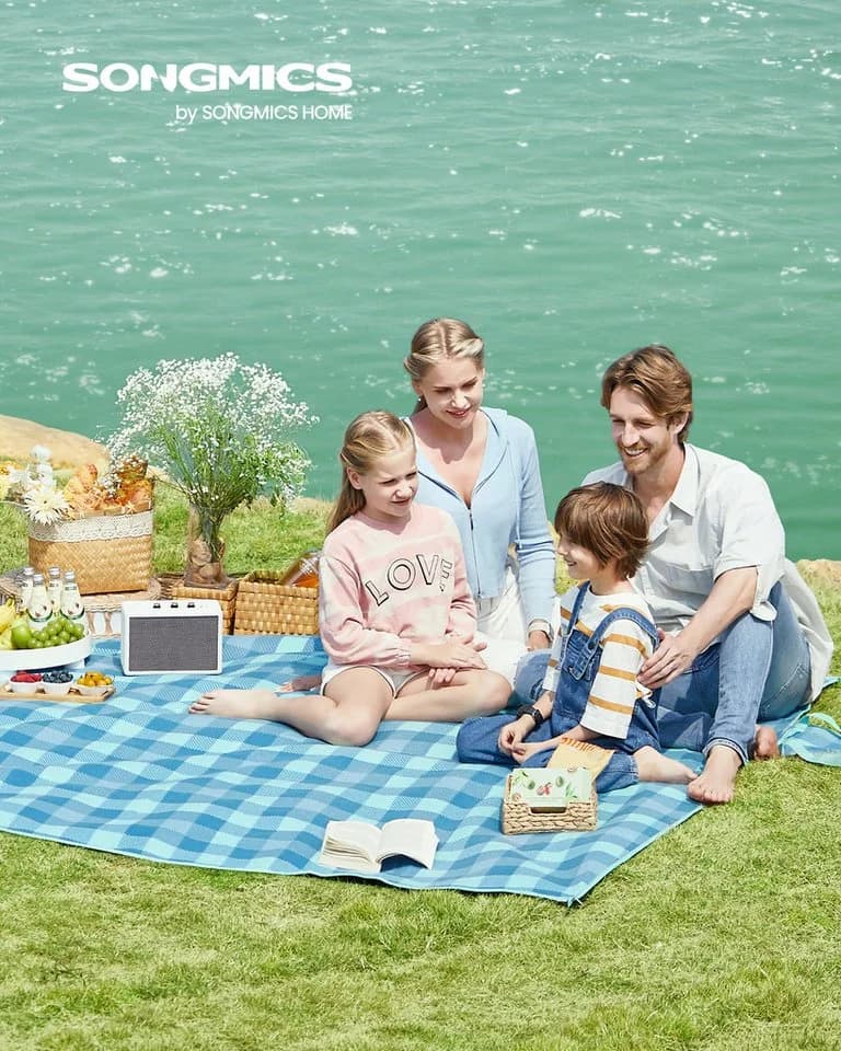 SONGMICS Picknickdecke 200x200cm Wasserdicht