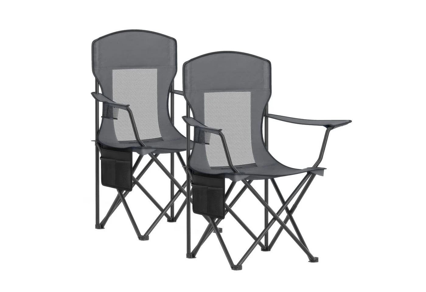 SONGMICS Campingstuhl 2er Set Klappstuhl Outdoor Angelstuhl Grau - Bild 2