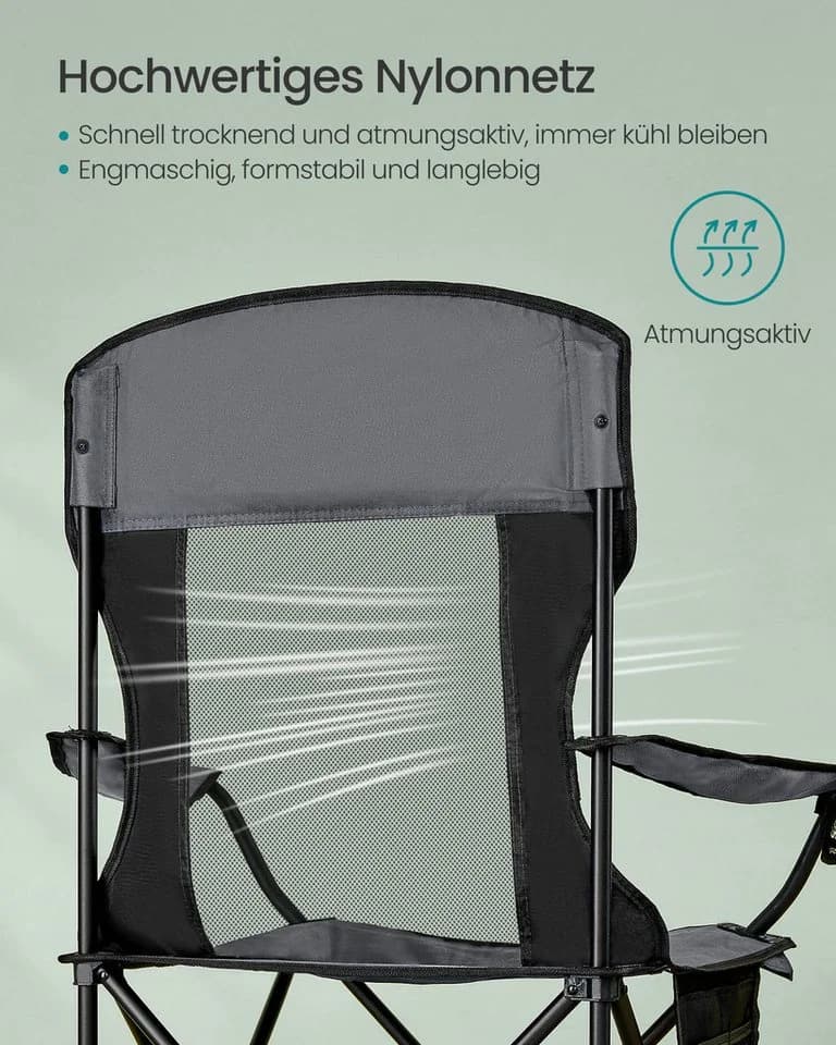 SONGMICS Campingstuhl 2er Set Klappstuhl Outdoor Angelstuhl Grau - Bild 3