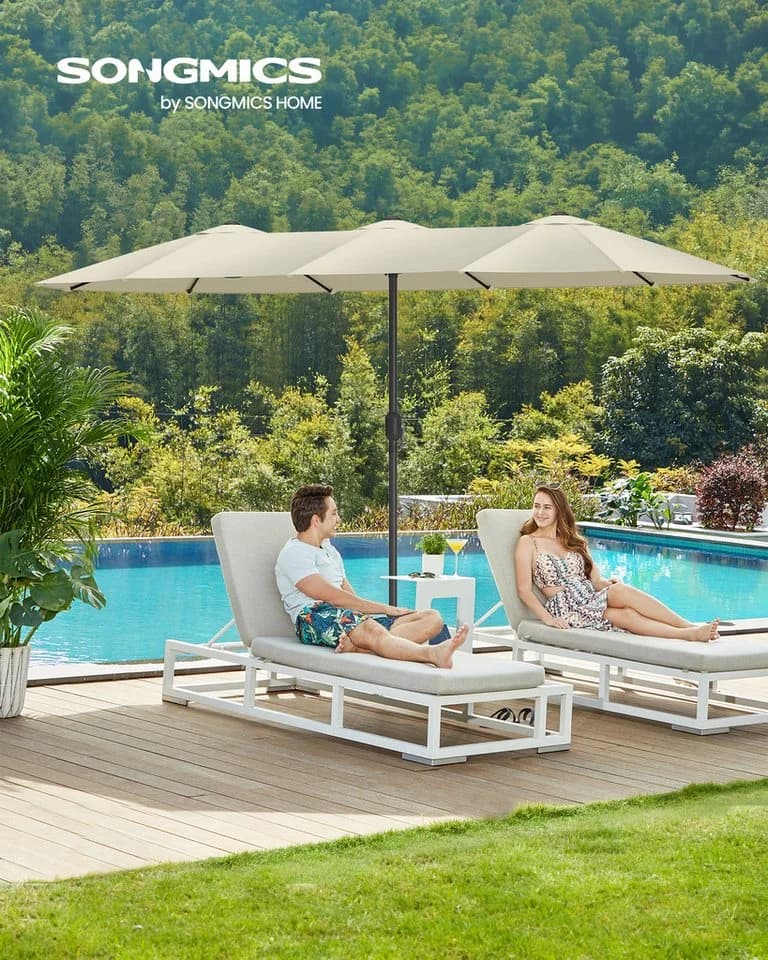SONGMICS Sonnenschirm 394x200 cm UPF 50+