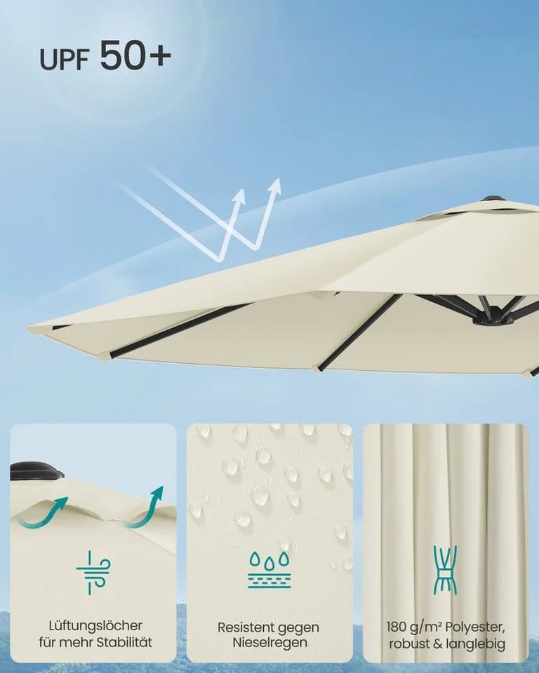 SONGMICS Sonnenschirm 394x200 cm UPF 50+ - Bild 3