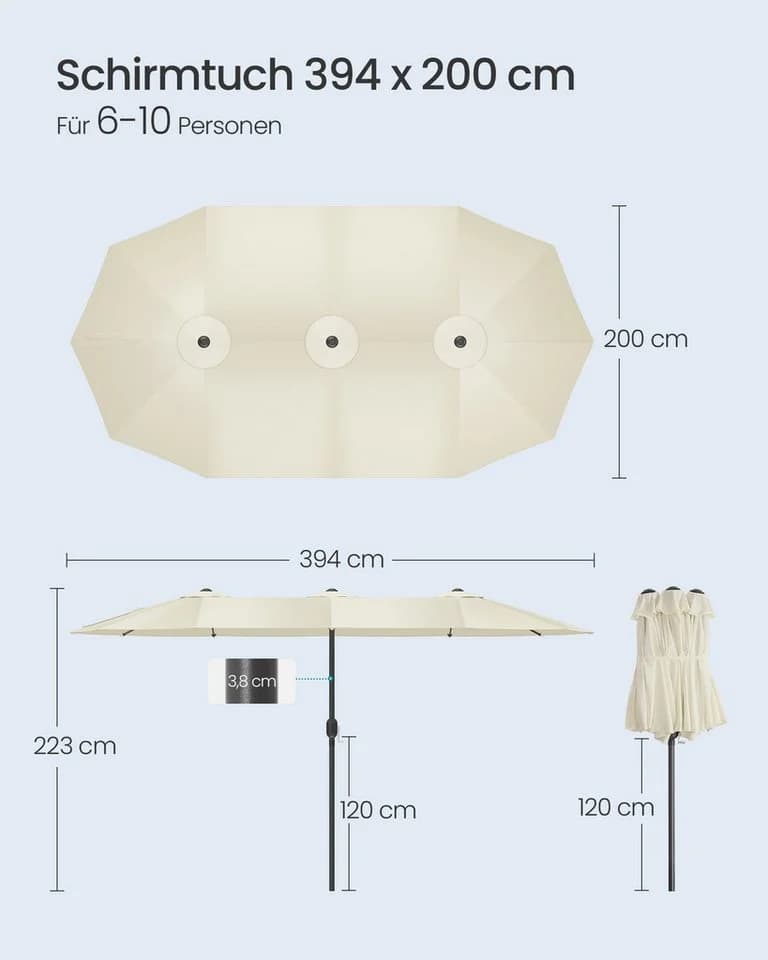 SONGMICS Sonnenschirm 394x200 cm UPF 50+ - Bild 5
