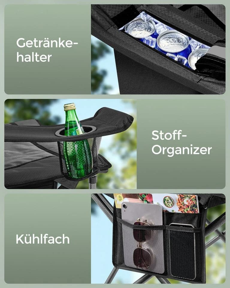 SONGMICS Campingstuhl Klappstuhl mit Getränkehalter Angelstuhl Polsterung bis 205 kg - Bild 5