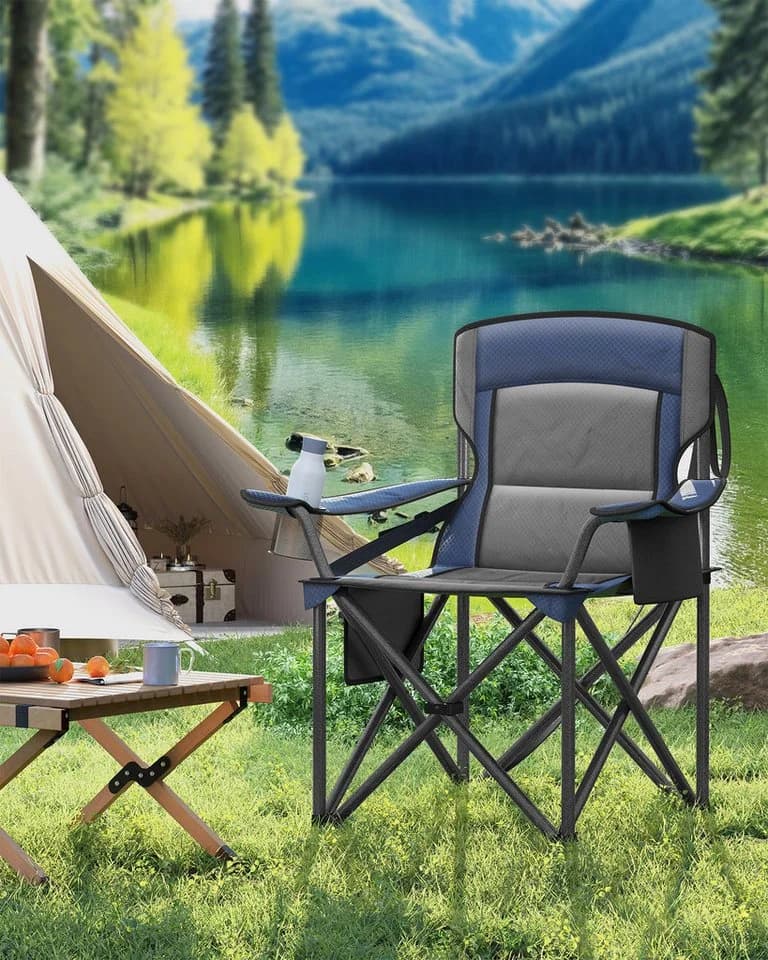 SONGMICS Campingstuhl Klappstuhl mit Getränkehalter und Polsterung