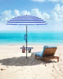 SONGMICS Sonnenschirm 160 cm Strandschirm UPF 50+ Ablagefläche Bild 1