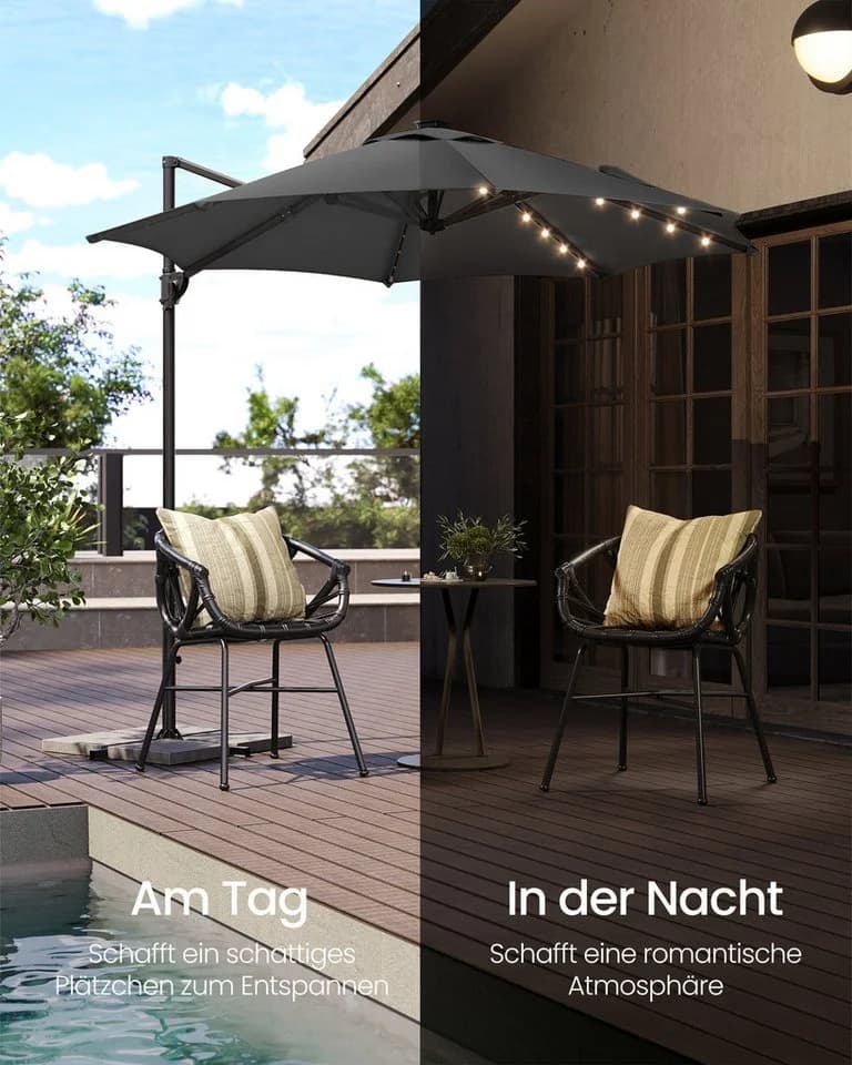 SONGMICS Sonnenschirm Ampelschirm 300cm LED-Beleuchtung - Bild 3