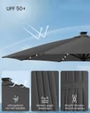 SONGMICS Sonnenschirm Ampelschirm 300cm LED-Beleuchtung Bild 4