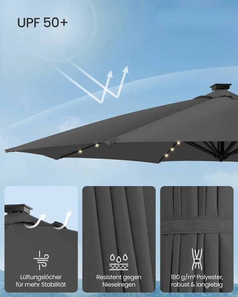 SONGMICS Sonnenschirm Ampelschirm 300cm LED-Beleuchtung - Bild 4