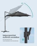 SONGMICS Sonnenschirm Ampelschirm 300cm LED-Beleuchtung Bild 5