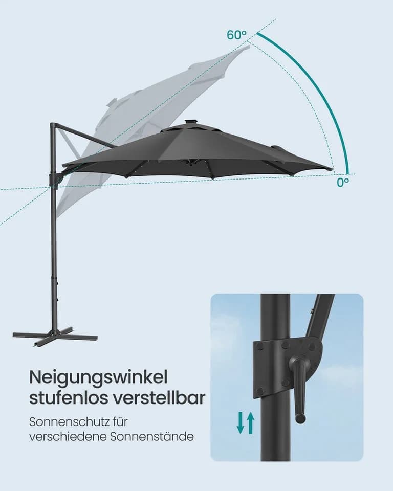 SONGMICS Sonnenschirm Ampelschirm 300cm LED-Beleuchtung - Bild 5