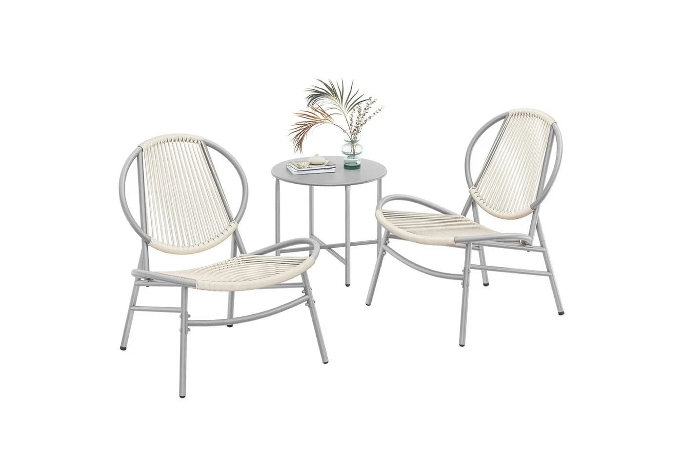 SONGMICS Gartenlounge-Set 3-tlg. Grau PE-Polyrattan - Bild 2