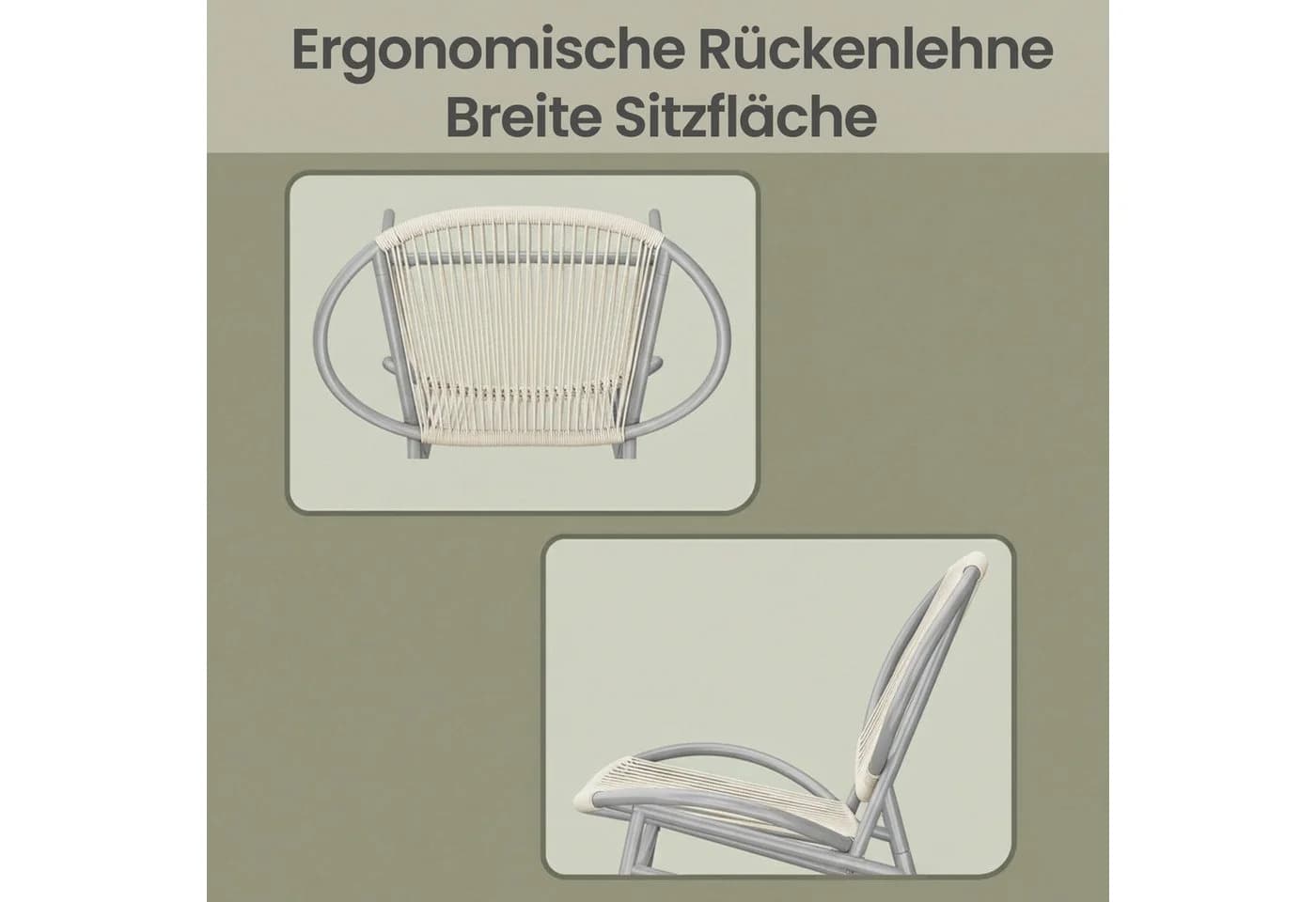 SONGMICS Gartenlounge-Set 3-tlg. Grau PE-Polyrattan - Bild 4