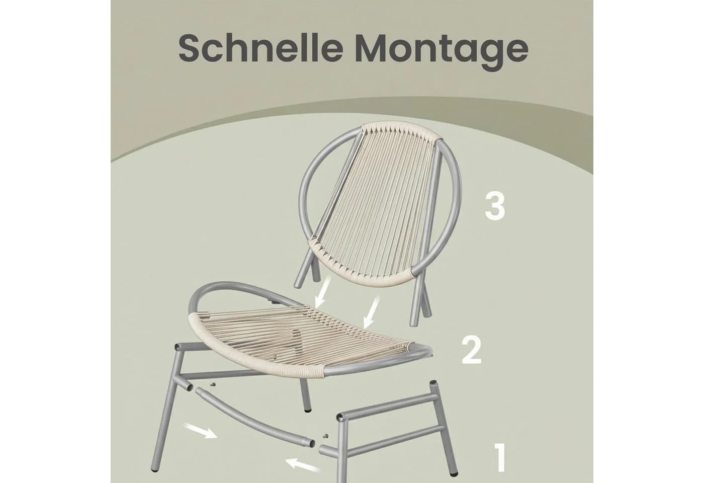 SONGMICS Gartenlounge-Set 3-tlg. Grau PE-Polyrattan - Bild 5
