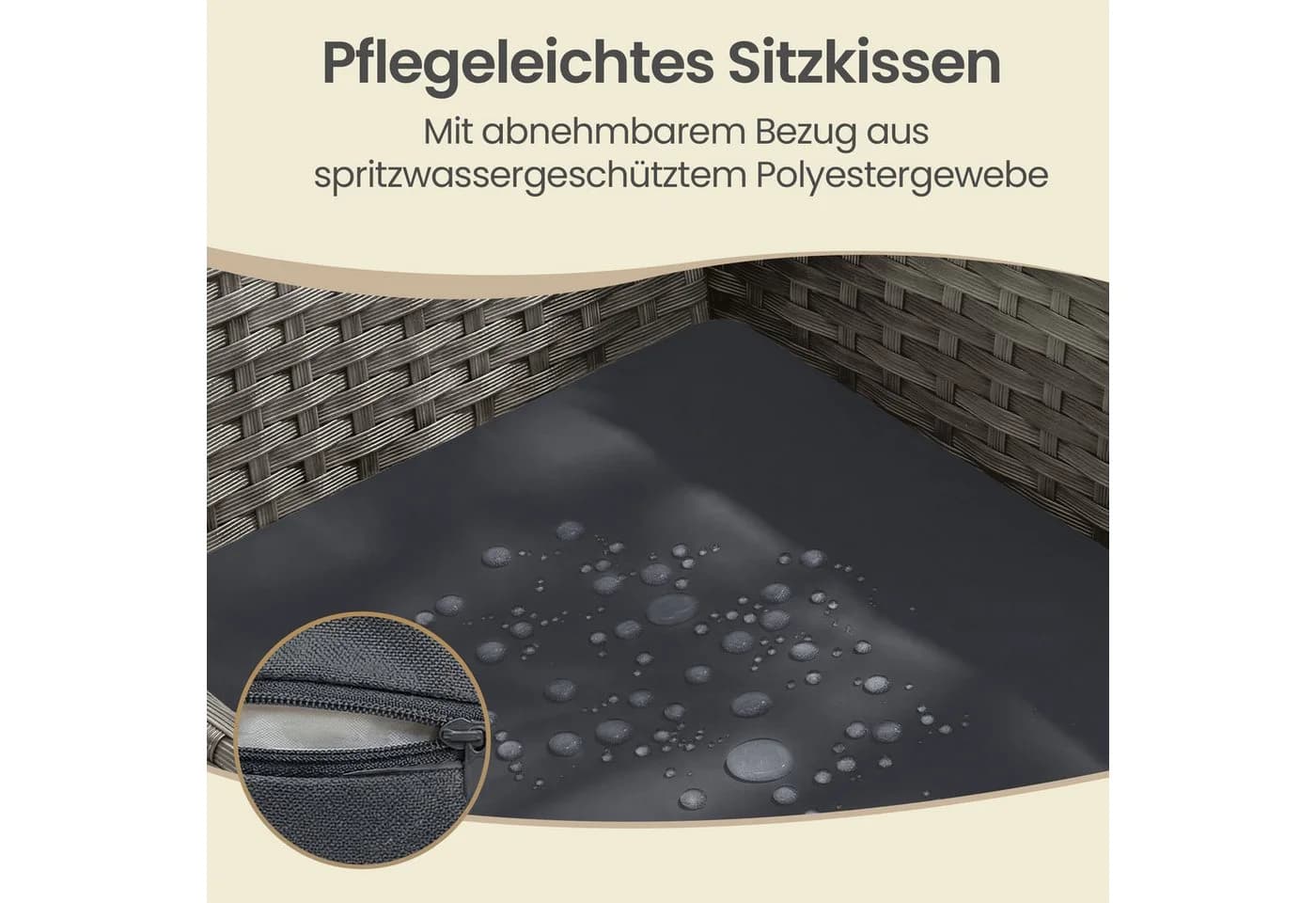 SONGMICS Gartenlounge-Set 4-tlg. Grau Polyrattan - Bild 4
