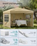 SONGMICS Pavillon 3m/6m x 3m mit Seitenwänden Beige/Grau Bild 3