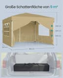 SONGMICS Pavillon 3m/6m x 3m mit Seitenwänden Beige/Grau Bild 5