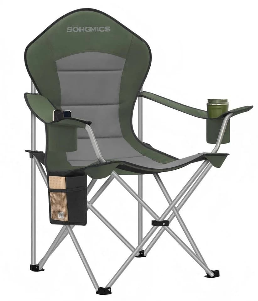 SONGMICS Faltbarer Outdoor-Stuhl Grün-Grau mit Getränkehalter - Bild 2