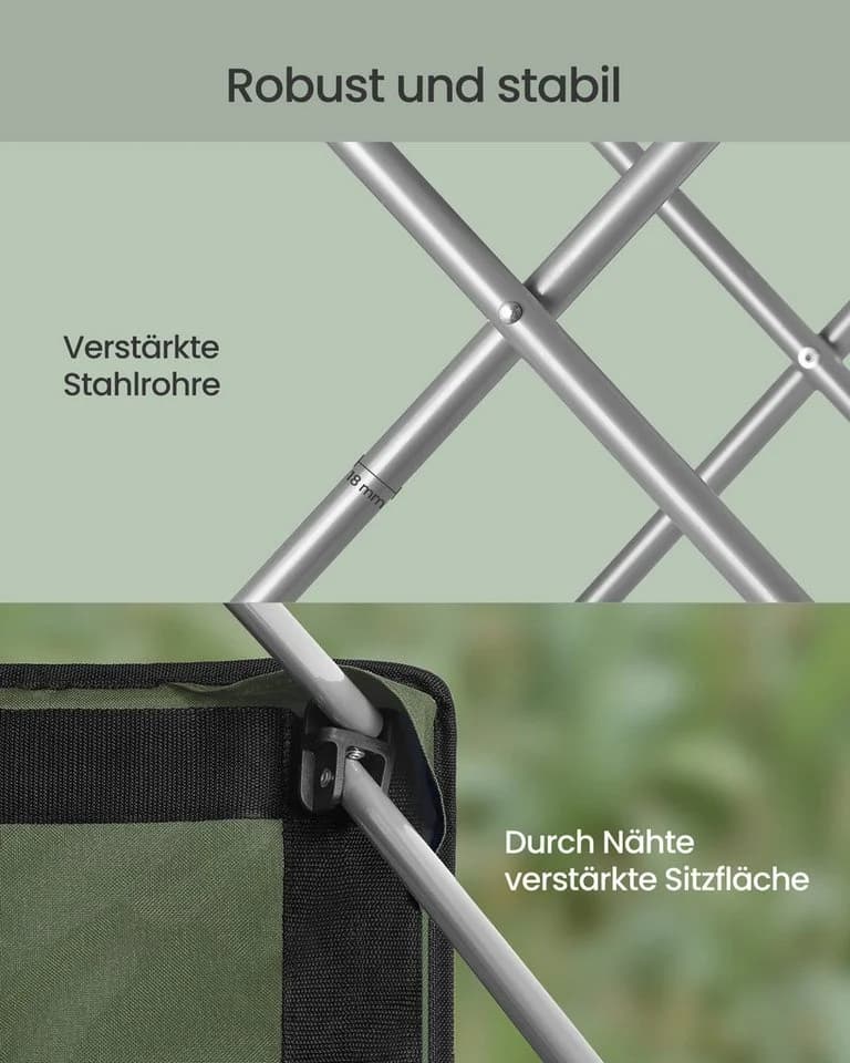 SONGMICS Faltbarer Outdoor-Stuhl Grün-Grau mit Getränkehalter - Bild 5