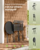 SONGMICS Balkonset 3-teilig Klapptisch 2 Stühle Schwarz Beige Bild 4