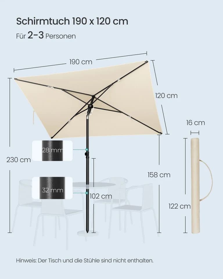 SONGMICS Sonnenschirm UPF 50+ Beige - Bild 5
