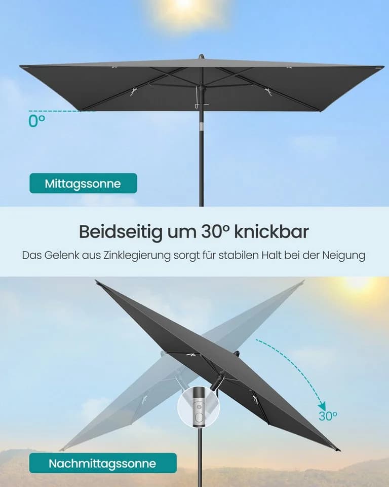 SONGMICS Sonnenschirm UPF 50+ Sonnenschutz knickbar ohne Ständer - Bild 4