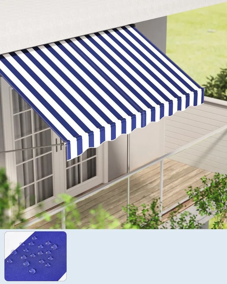 SONGMICS Klemmmarkise Balkonschatten Blau-Weiß UV-Schutz - Bild 2
