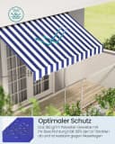 SONGMICS Klemmmarkise Balkonschatten Blau-Weiß UV-Schutz Bild 5