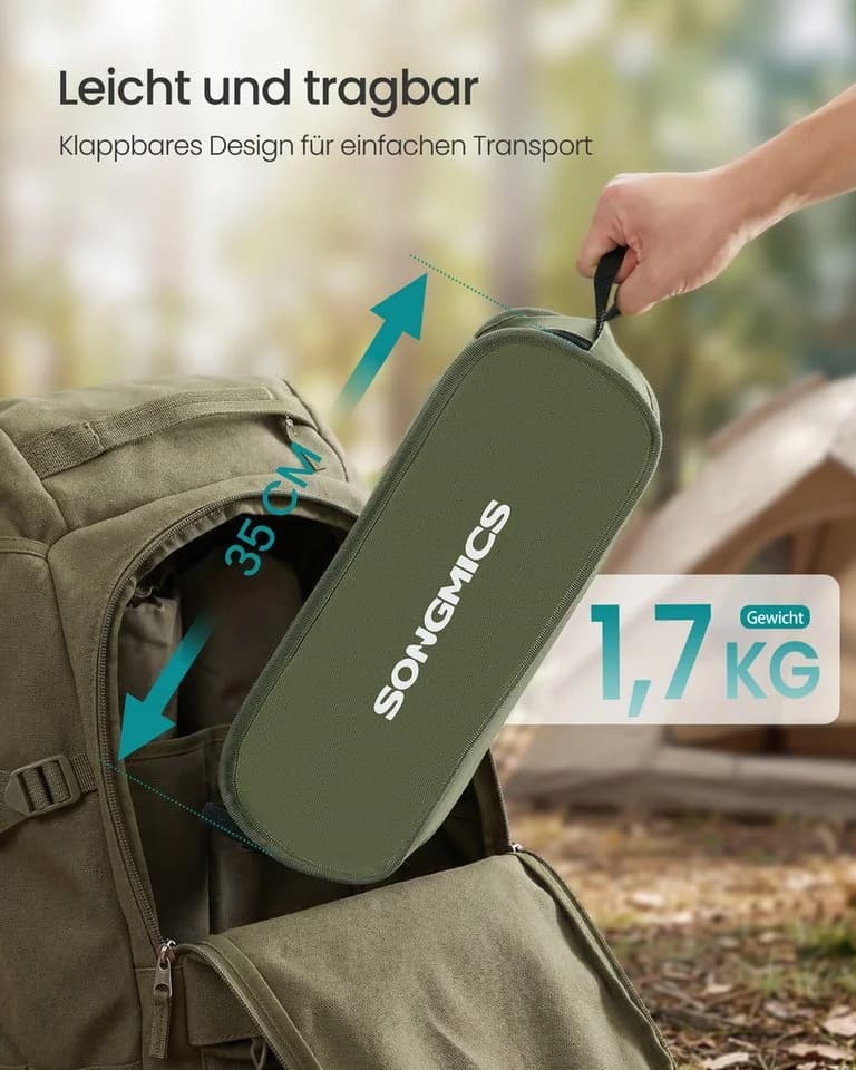 SONGMICS Campingstuhl höhenverstellbar Klappstuhl Grün mit 2 Taschen - Bild 4