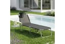 SONGMICS Gartenliege Schwarz Klappbar Mit Verstellbarer Sonnenblende Bild 3