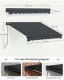 SONGMICS Klemmmarkise Gelenkarmmarkise Grau UPF 50+ Handkurbel Bild 3