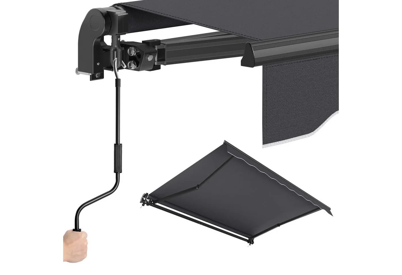 SONGMICS Klemmmarkise Gelenkarmmarkise Grau UPF 50+ Handkurbel - Bild 4