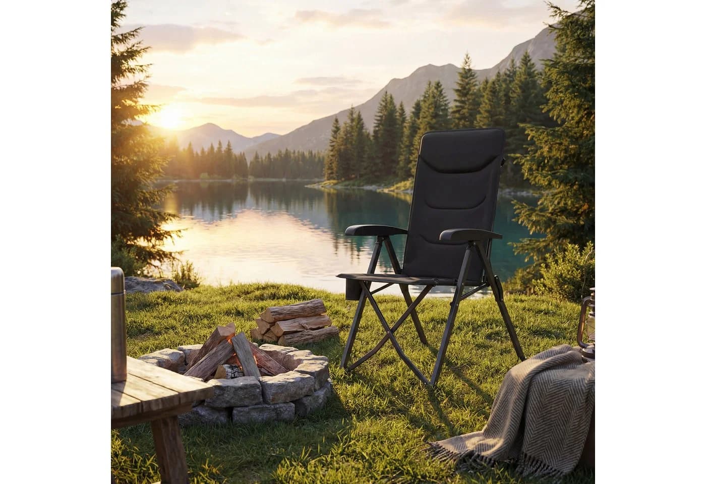 SONGMICS Campingstuhl 90°-150° verstellbare Rückenlehne mit Getränkehalter - Bild 3