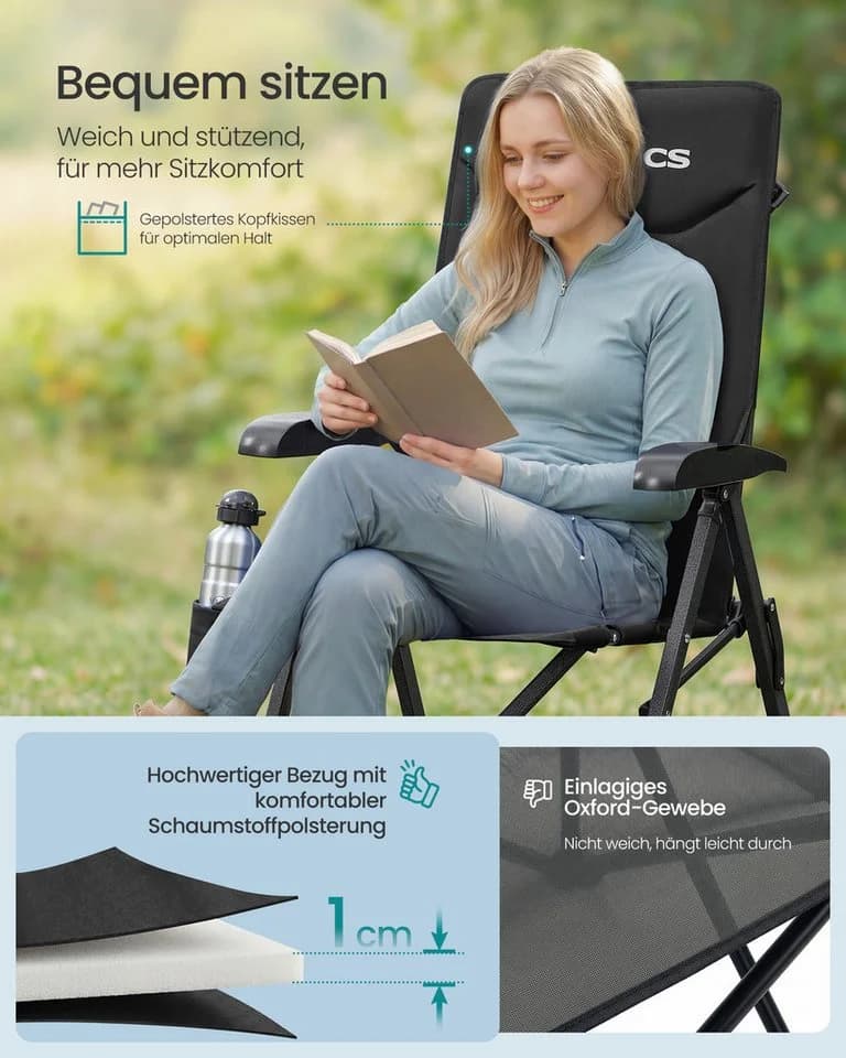 SONGMICS Campingstuhl 90°-150° verstellbare Rückenlehne mit Getränkehalter - Bild 4