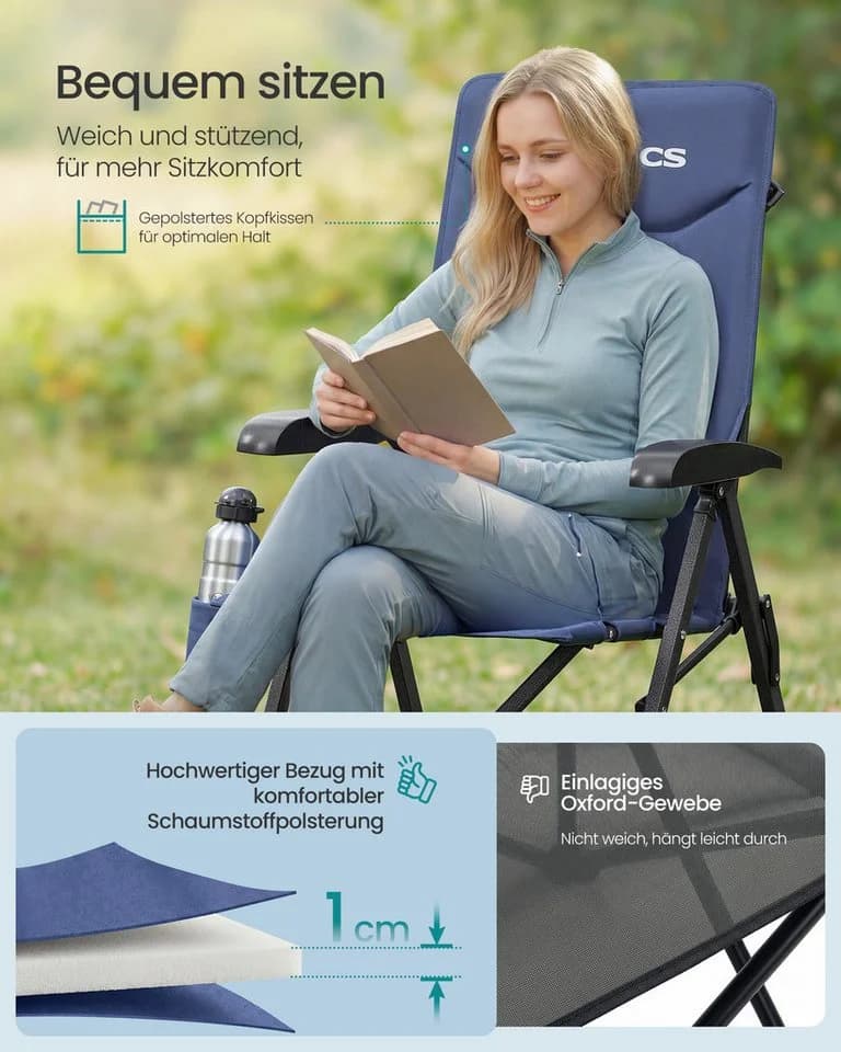 SONGMICS Campingstuhl mit verstellbarer Rückenlehne und Getränkehalter - Bild 3