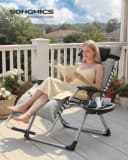 SONGMICS Gartenliege Relaxliege stufenlos einstellbar Stahlrahmen Bild 1