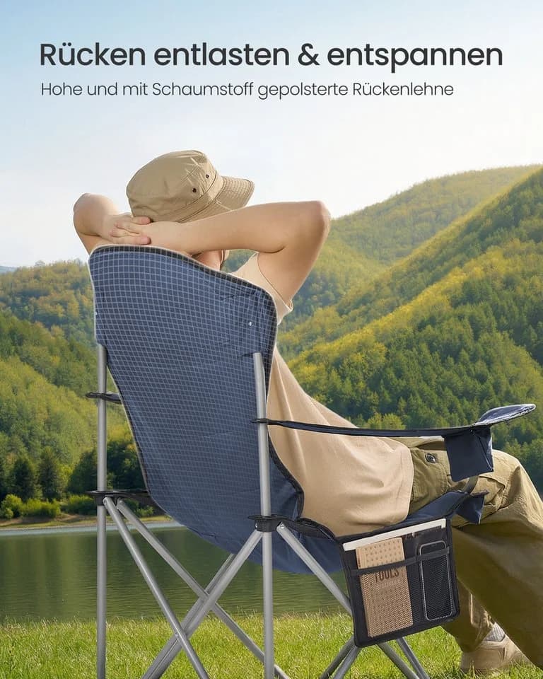 SONGMICS Faltbarer Campingstuhl mit hoher Rückenlehne und Getränkehalter - Bild 4