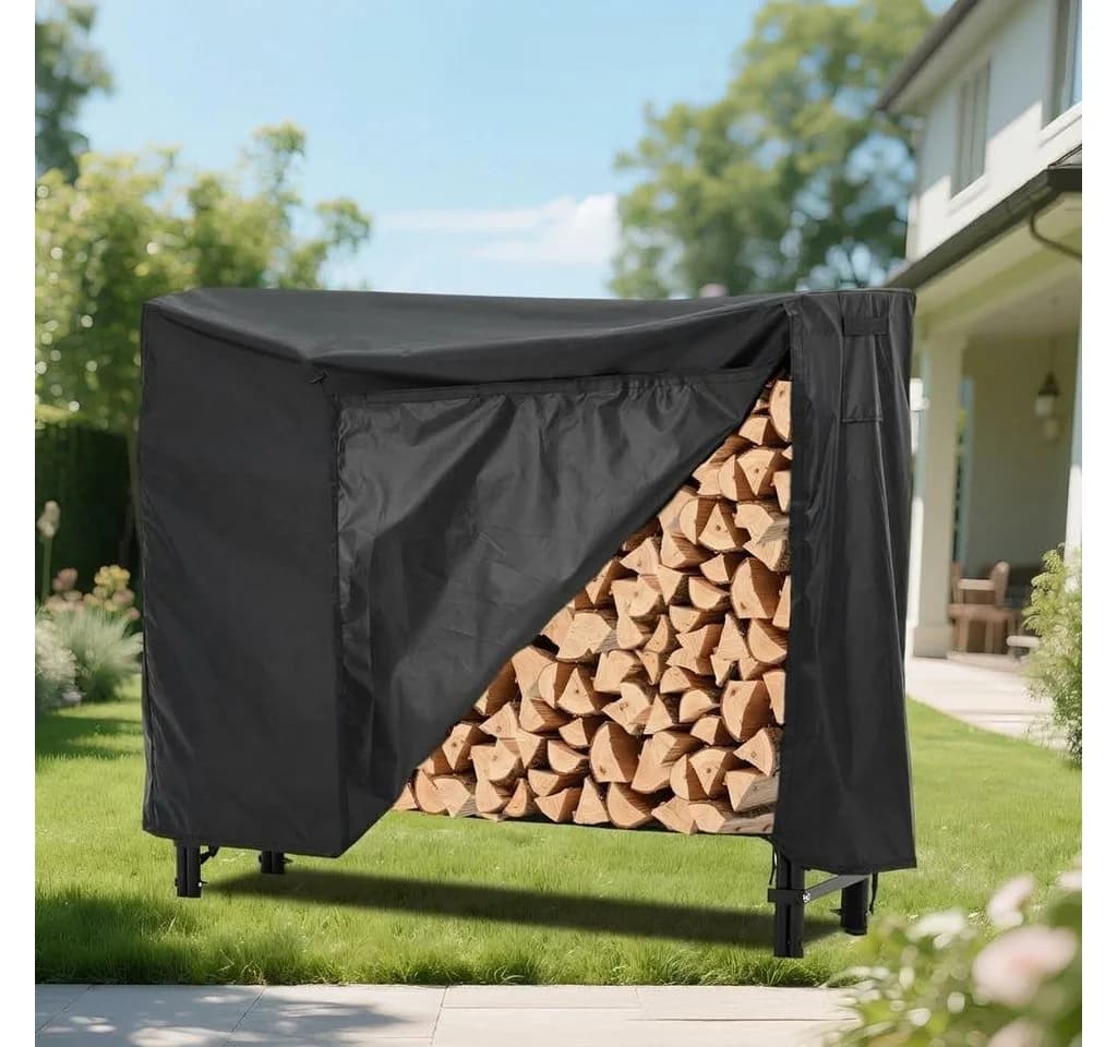 GarveeMore Brennholzregal Stahl Schwarz mit Schutzhülle - Bild 3