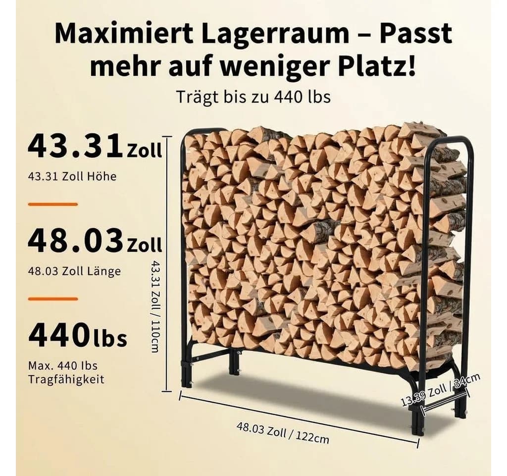 GarveeMore Brennholzregal Stahl Schwarz mit Schutzhülle - Bild 4