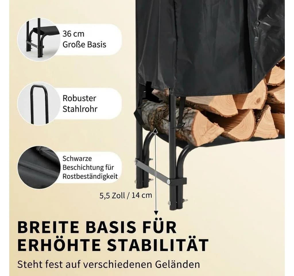 GarveeMore Brennholzregal Stahl Schwarz mit Schutzhülle - Bild 5