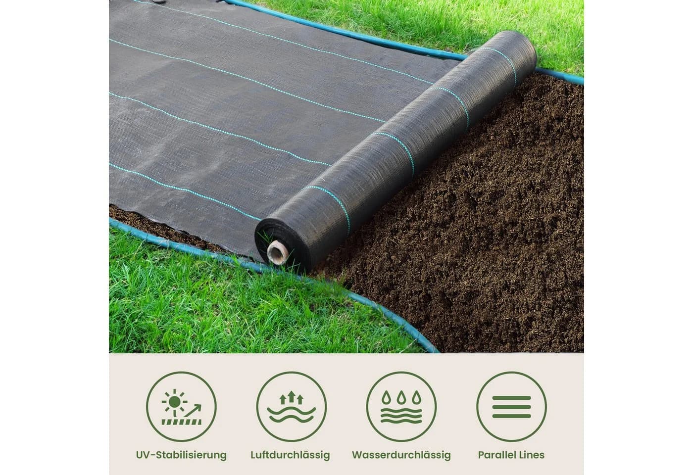 OUNUO Unkrautvlies 90g/m² Schwarz Polypropylen Gartenvlies