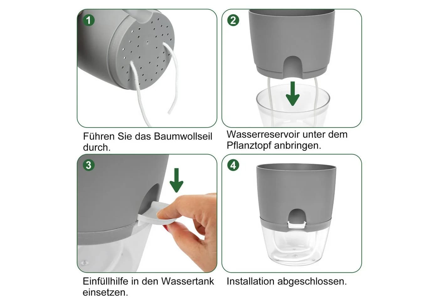 OSTWOLKE Kräutertopf Selbstbewässerung 3er Set Grau - Bild 4