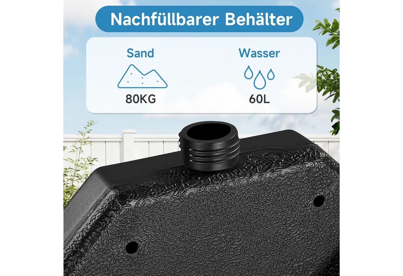 OSTWOLKE Kunststoffschirmständer 4-teilig 60L / 80kg - Bild 4